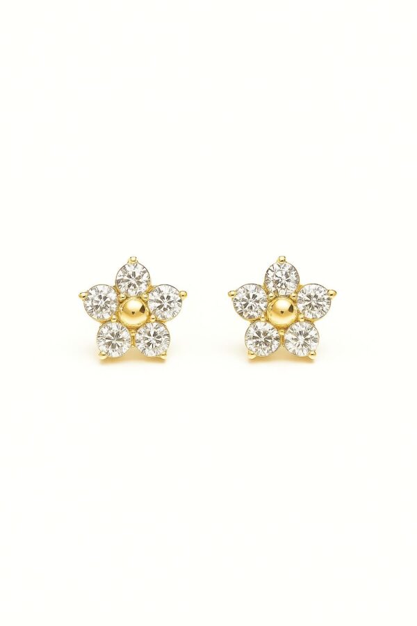 Boucles d’oreilles Fleur Cristal & Doré