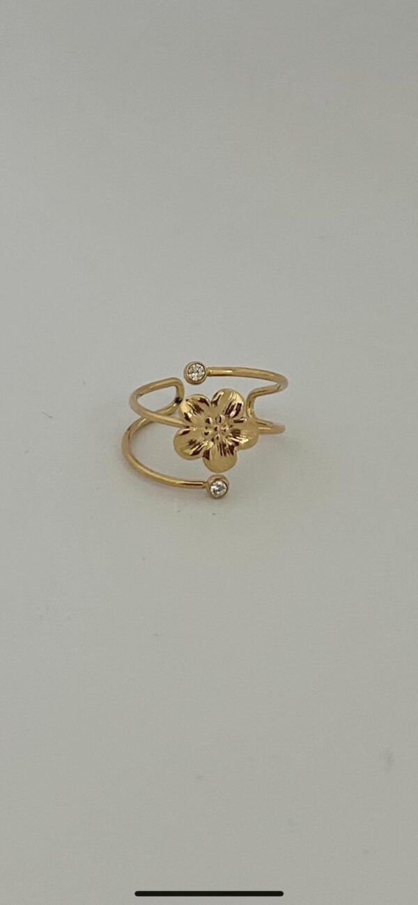 Bague Fleur Sakura en Acier Inoxydable Doré – Image 2
