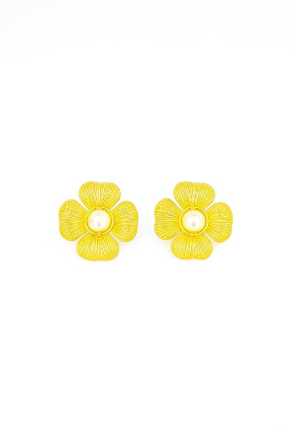 Boucles d’oreilles Fleur Dorée & Perle