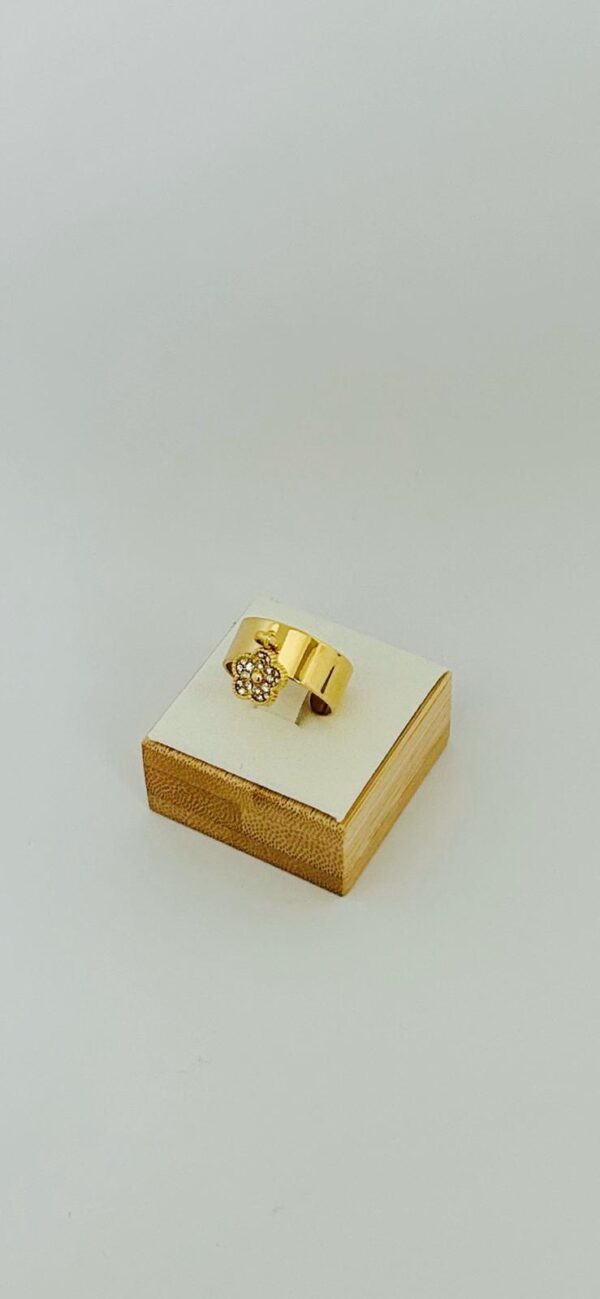Bague Fleur Cristalline en Acier Inoxydable Doré