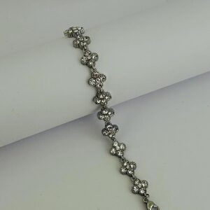 Bracelet argenté fleurs étincelantes