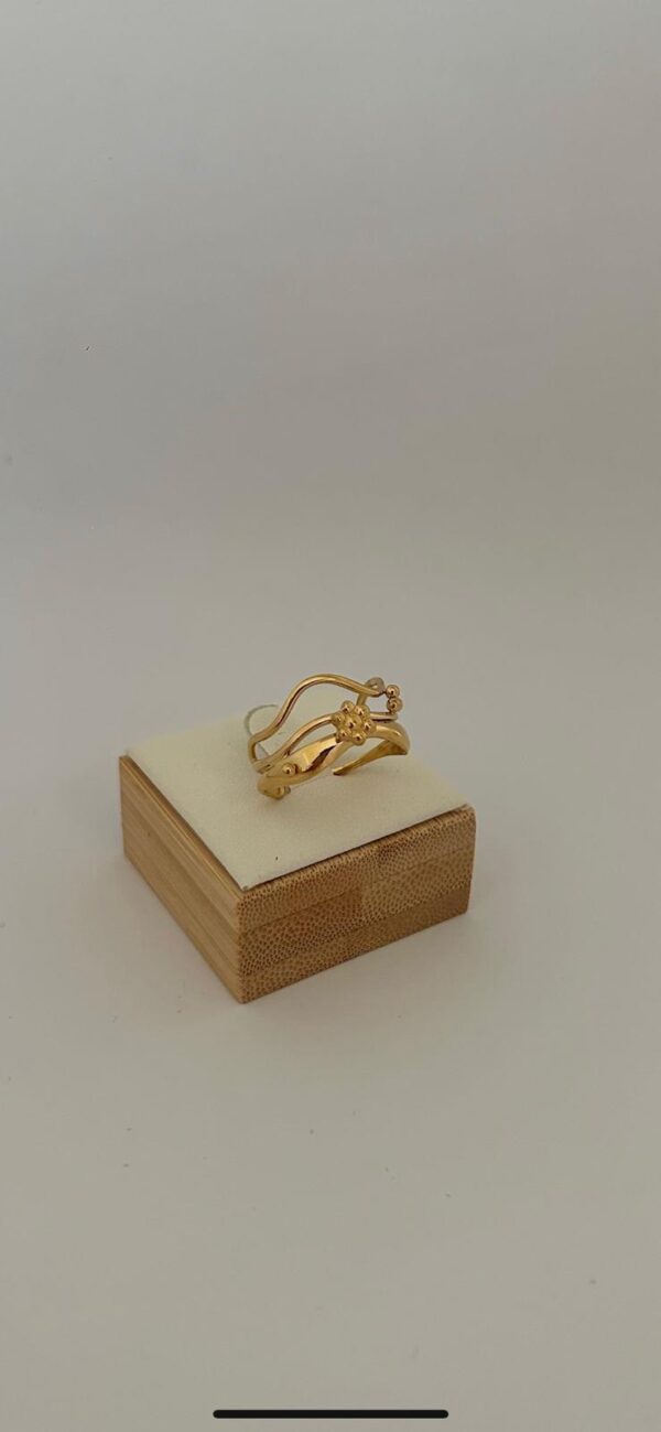 Bague Vagues Fleur Dorée en Acier Inoxydable – Image 4