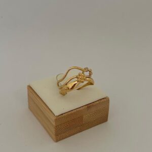 Bague Vagues Fleur Dorée en Acier Inoxydable