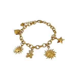 Bracelet chaîne dorée à charms célestes