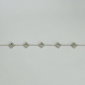 Bracelet en Acier Inoxydable Argenté - Fleurs Sublimes