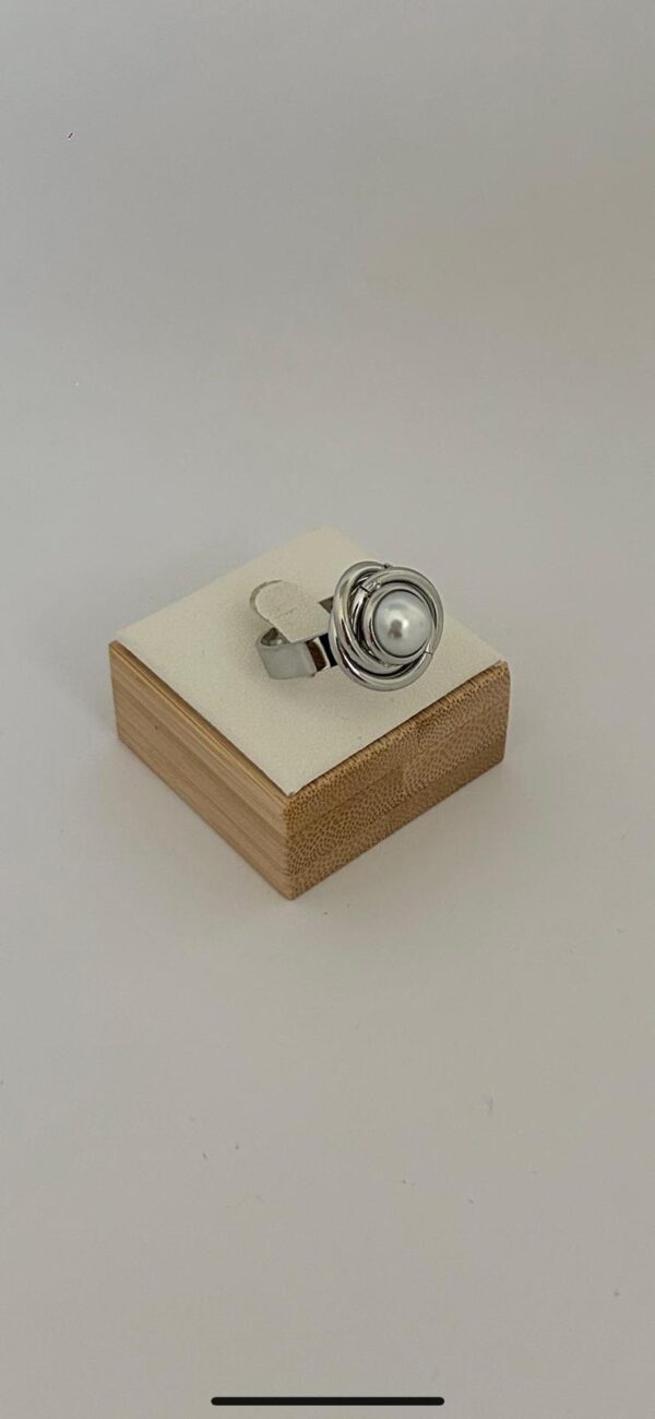 Bague Moderne Perle en Acier Inoxydable Argenté