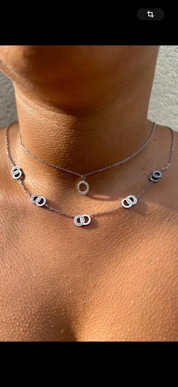Collier argenté maillons entrelacés – Image 3