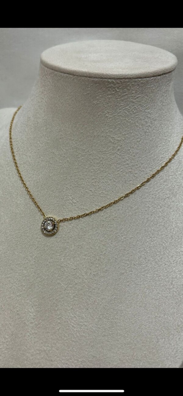 Collier solitaire rond pavé – Image 2