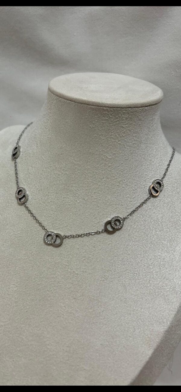 Collier argenté maillons entrelacés – Image 2