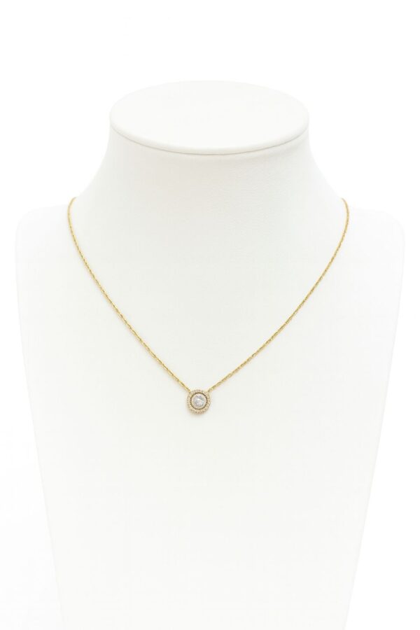 Collier solitaire rond pavé