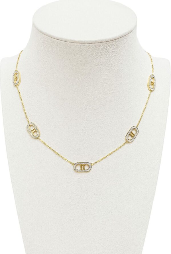 Collier chaîne gourmette avec maillons pavés