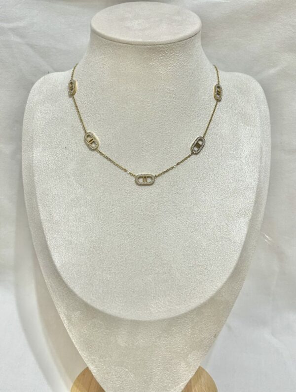 Collier chaîne gourmette avec maillons pavés – Image 2